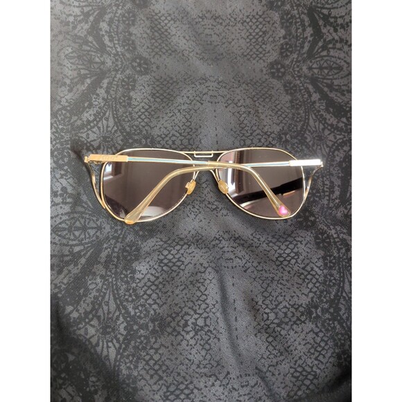 Betsey Johnson Designer Aviator Sunglasses Blue/Gold Logo Frame - Picture 2 of 9